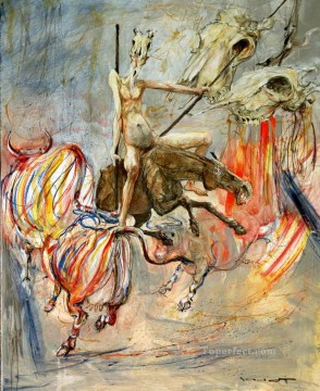 Don Quichotte et le Sortilege des Vaches a rayures MP Modern Oil Paintings
